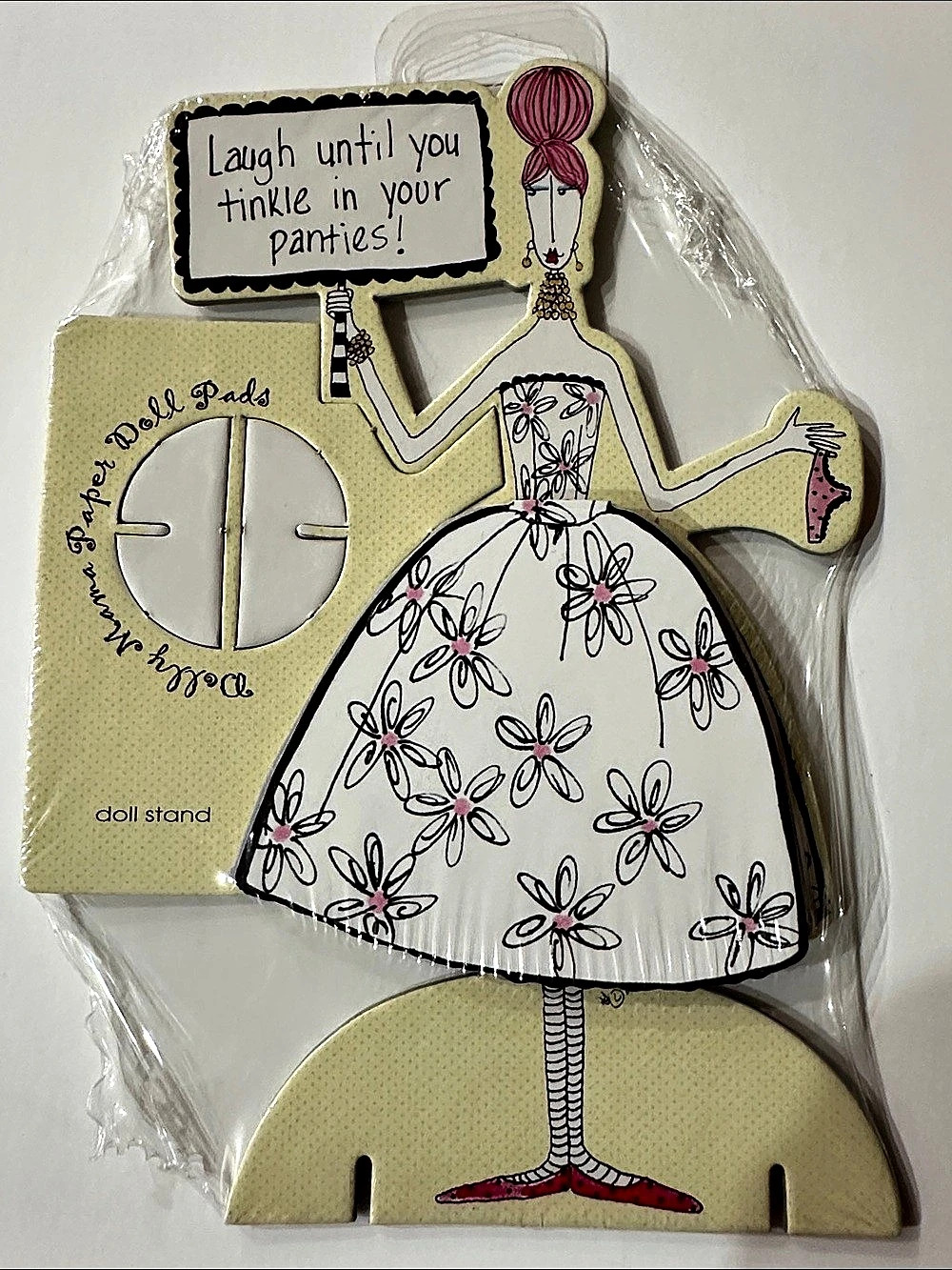 Dolly Mama Laugh Until You Tinkle I your Panties Floral Doll with note pad Stand